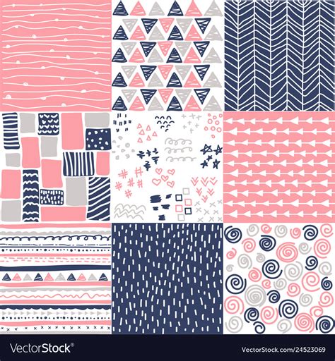 Geometric Hand Drawn Digital Papers Patterns Vector Image