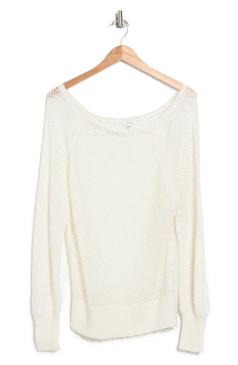 Reiss Laurie Open Knit Pullover Sweater In White At Nordstrom Rack