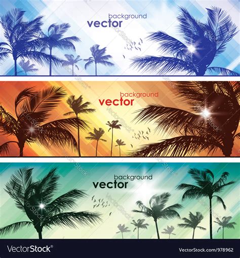 Exotic Palm Trees Background Banners Royalty Free Vector