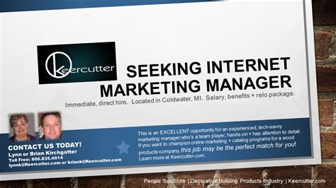 Seeking Internet Marketing Manager Keercutter And Associates