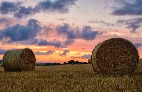 Sunset With Hay Bales Sunset Landscape By Andydaveyphotography £999