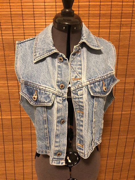 Vintage 90s Denim Vest Etsy