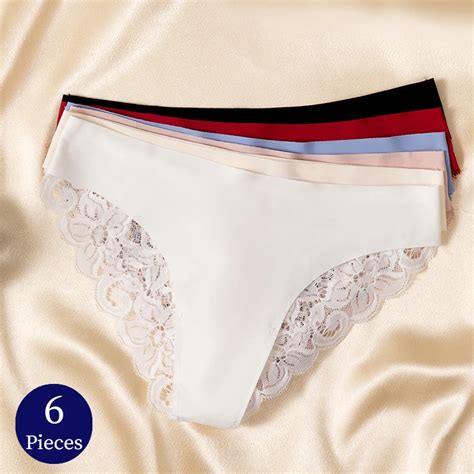 giczi 6pcs set women s panties sweet lace underwear breathable silk satin briefs sexy lingerie