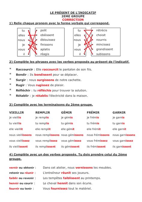 imprimer Exercices De Conjugaison Au Présent De L Indicatif dessin