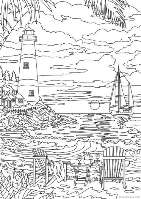 Here are some very interesting suggestions about lighthouse coloring pages for adults Lighthouse Printable Adult Coloring Page from Favoreads | Etsy