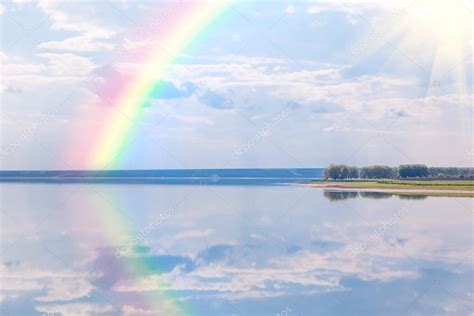 Rainbow Over The Lake — Stock Photo © Russieseo 109348592