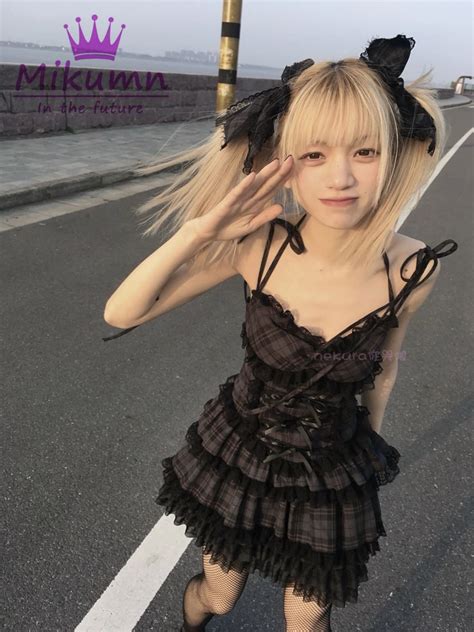 Japanese Harajuku Girls Sexy Lace Plaid Mini Dress Gothic Women Sleeveless Lace Up High Waist