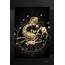 Western Zodiac  Golden Scorpio The Scorpion On Black Canvas Digital