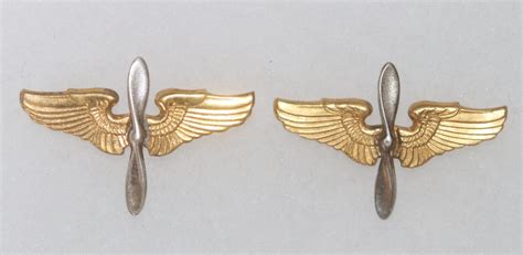 Original Ww2 Us Army Air Force Winged Propeller Officers Collar Badges