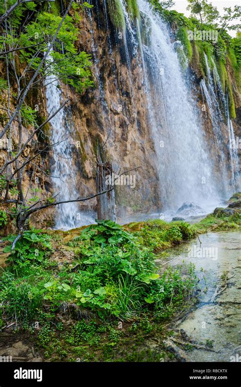Large Great Waterfall Veliki Slap Plitvice Lakes National Park