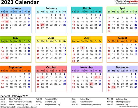 2023 Printable Calendar One Page Printable World Holiday