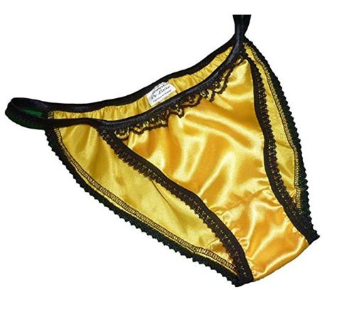 pure silk satin and lace mini tanga string bikini panties lemon yellow