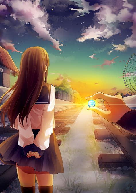 Wallpaper Sunlight Illustration Sunset Long Hair Anime Girls
