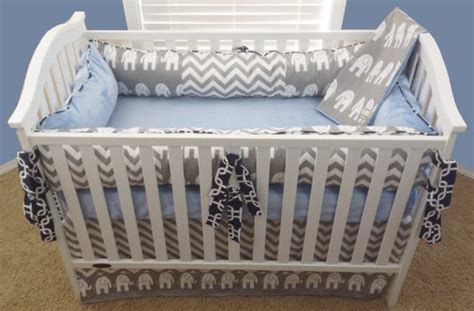 Fitted sheet, musical mobile and bumper. Baby Boy Crib Sets Elephant Crib Set for Boys Elephant Baby