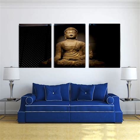 Pieces Classical Buddha Painting Solemn Buddhism Wall Canvas Art Asian