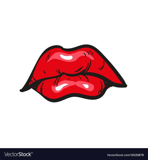 Sad Mouth Sorrowful Red Lips On White Background Vector Image