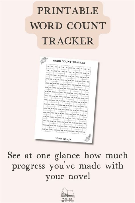 Word Count Tracker For Writers Printables For Writing A Book