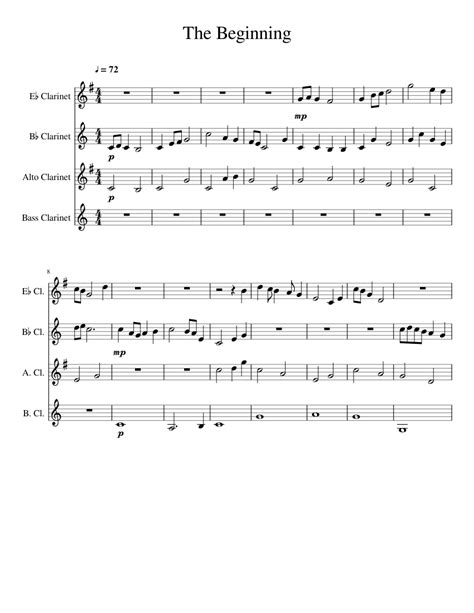The Beginning Sheet Music For Clarinet In B Flat Clarinet Bass