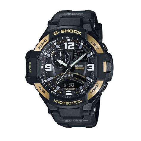Casio G Shock Compass Thermometer Gravity Master Gold And Black Watch Ga