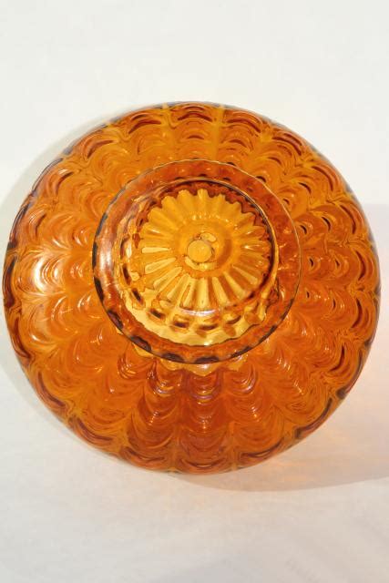 Mid Century Vintage Amber Glass Pendant Light Swag Lamp Shade Or