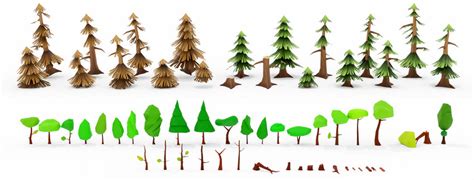 Examples Of Two Handcrafted D Tree Model Sets Top Row Shows A Pine