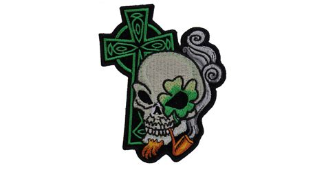 Irish Skull Cross Smoking Pipe Patch Biker Skull Patches By Ivamis Patches