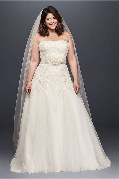 Plunging Lace Halter Plus Size Wedding Dress Davids Bridal