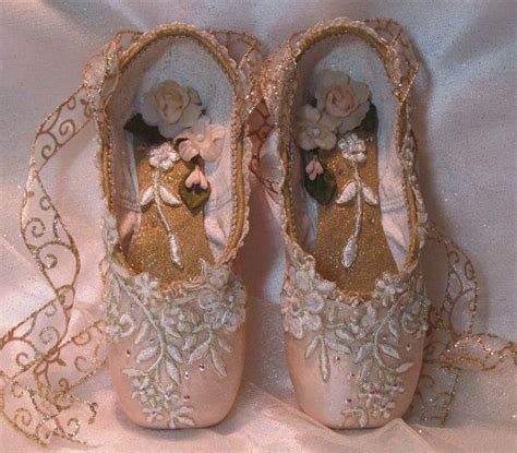 Crystal And Gold Trimmed Pointe Shoes Ooak Sugarplum Fairy Aurora