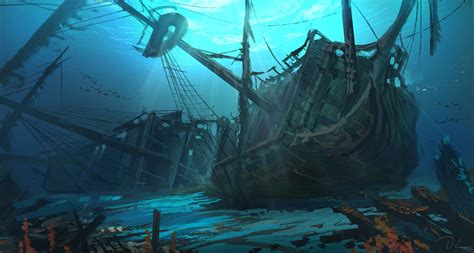 Artstation 2 Moar Spitpaints Denis Loebner Shipwreck Underwater