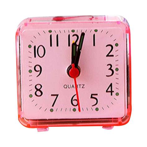 Square Small Bed Alarm Clock Transparent Case Compact Travel Clock Mini