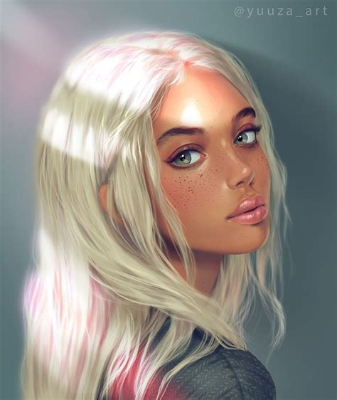 Digital Portrait Art Digital Art Girl Girl With Green Eyes Blonde