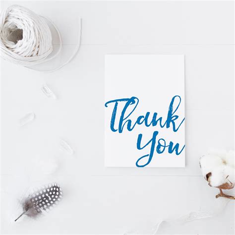 Blue Thank You Modern Calligraphy Thank You Card Brush Etsy