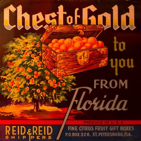 Chest Of Gold Brand Citrus Label St Petersburg Florida Heritage