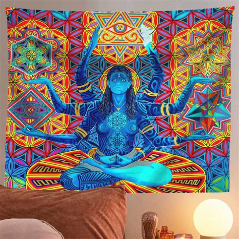 Bohemian Colorful Psychedelic Art Nude God Tapestry Hippie Etsy