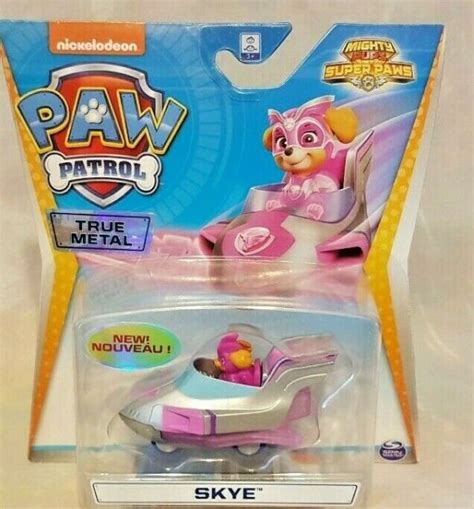 Paw Patrol Mighty Pups Super Paws True Metal Skye Figure And Vehicle New