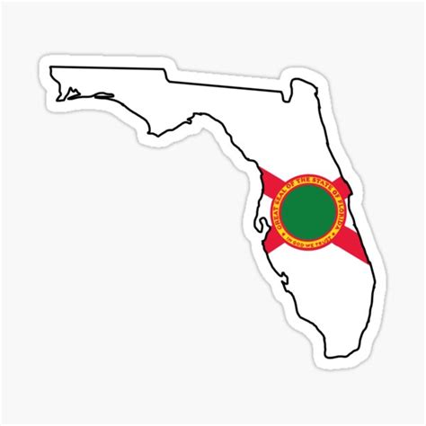 Florida State Flag With State Outline Sticker By Okunicka Redbubble