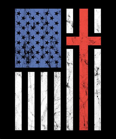 Christian Cross American Flag Usa Digital Art By Michael S