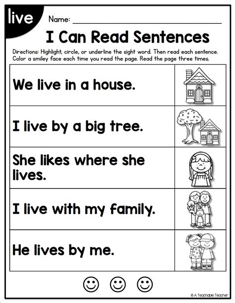 Sight Words Sentences For Grade 1