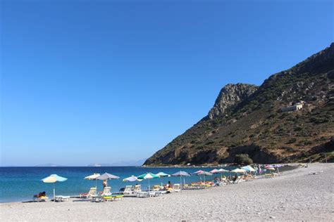 The Kamari Beach In Kefalos On The Island Of Kos In Greece