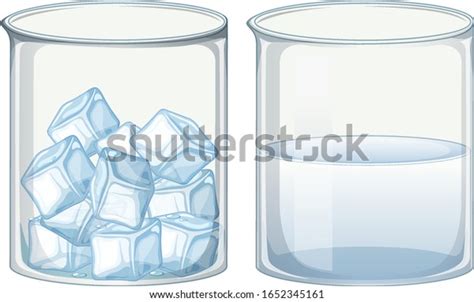 유리 비커 두 개가 얼음과 물 스톡 벡터로열티 프리 1652345161
