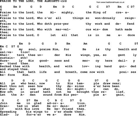 Top 500 Hymn Praise To The Lord The Almighty Lyrics Chords And Pdf