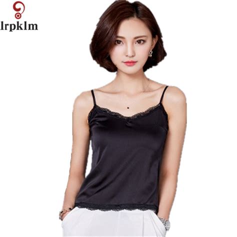 2017 New Arrival Women Tank Tops Fashion Summer Satin Loose Tops Black Base Tanks Tops Lady Sexy