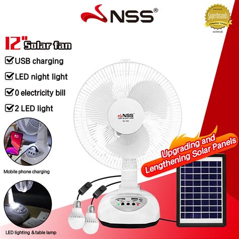 Chargeable Electric Fan Nss Solar Fan Solar Electric Fan 12inch