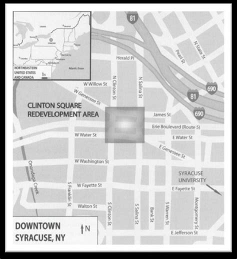 Map Of Downtown Syracuse And Location Of The Redevelopment Area Of