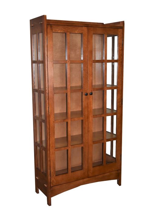 Mission Oak Display China Cabinet Bookcase Michaels Cherry 39w