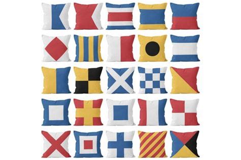 Nautical Flag Alphabet Pillow Cover International Maritime Signal Flags