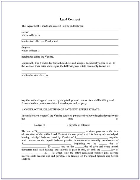 Free Printable Land Contract Forms Indiana Printable Forms Free Online