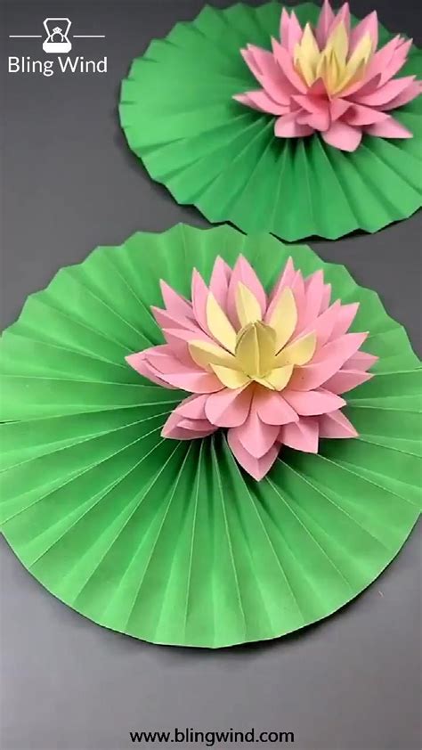 Diy Origami Paper Craft Lotus Flower And Leaf Video Construction