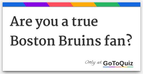 Are You A True Boston Bruins Fan