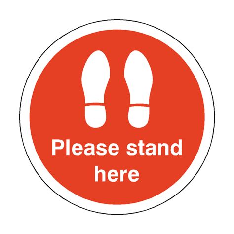 Please Stand Here Floor Sticker Red Pvc Safety Signs